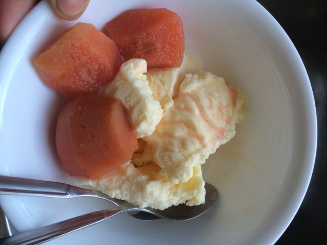 Quince with vanilla ice-cream.