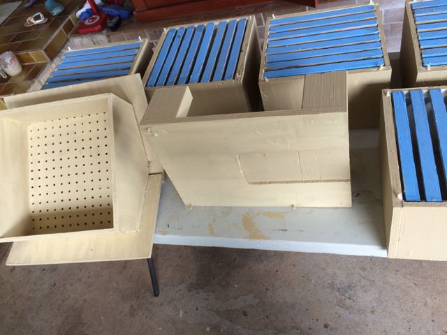 Warre bee hive drying after applying new coat of paint.